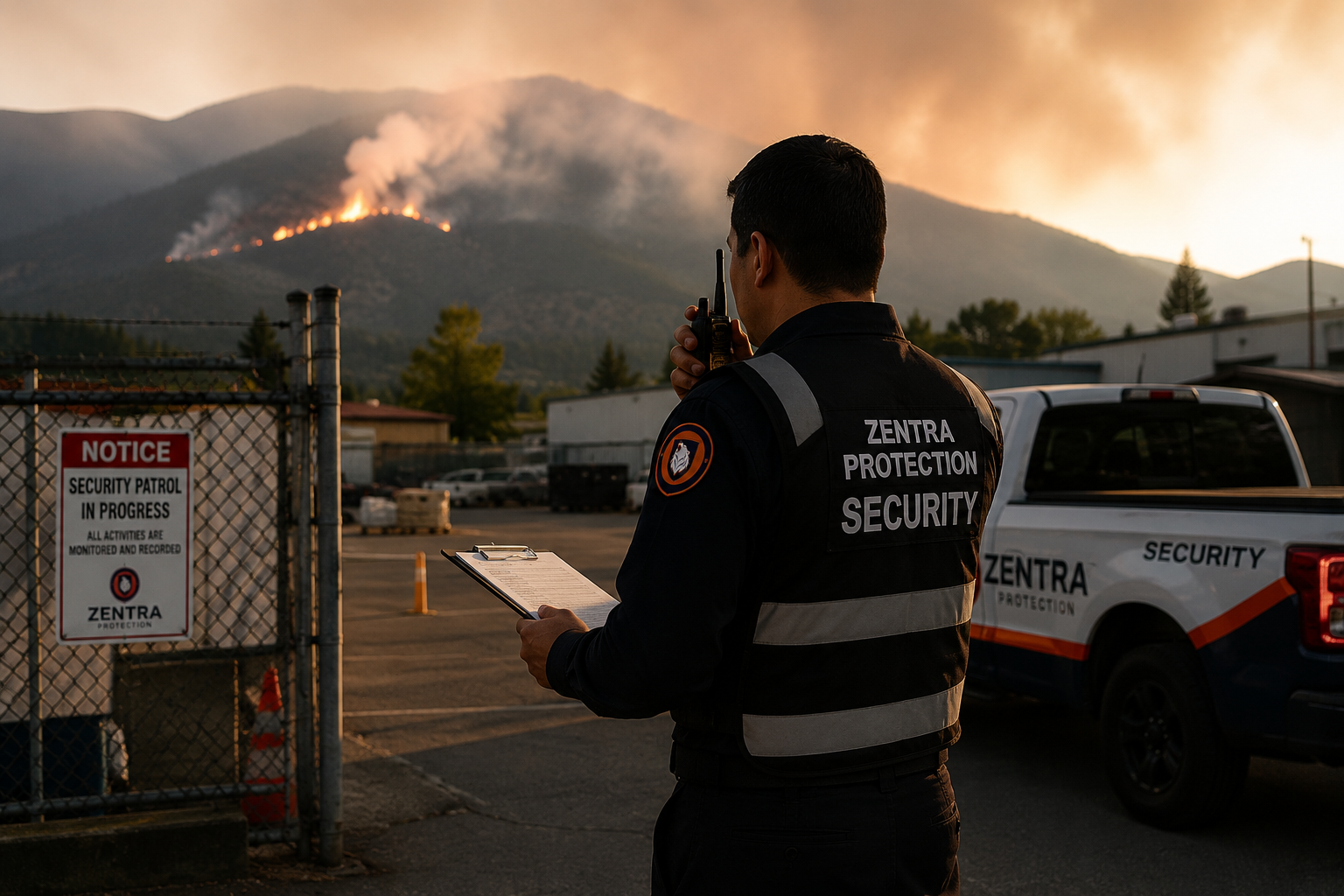 Documented security property check during a temporary wildfire-related business closure